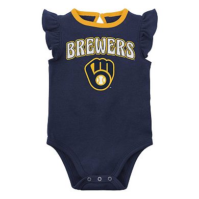 Newborn & Infant Navy/Heather Gray Milwaukee Brewers Little Fan Two-Pack Bodysuit Set
