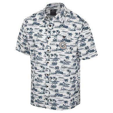 Men's Colosseum White Georgetown Hoyas Spontaneous is Romantic Camp Button-Up Shirt