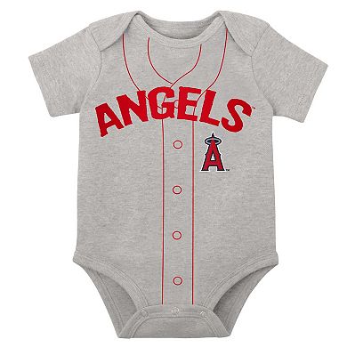 Infant White/Heather Gray Los Angeles Angels Two-Pack Little Slugger Bodysuit Set