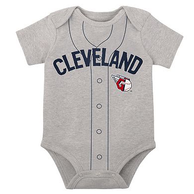 Infant White/Heather Gray Cleveland Guardians Two-Pack Little Slugger Bodysuit Set