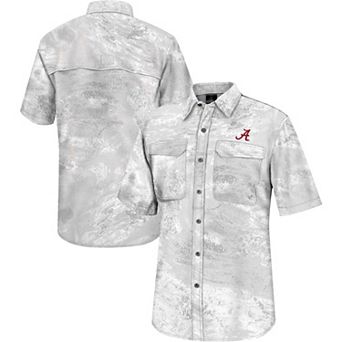 Men's Colosseum White Alabama Crimson Tide Realtree Aspect Charter Full-Button Fishing Shirt