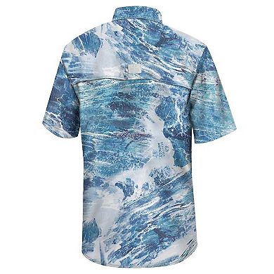 Men's Colosseum Blue Pitt Panthers Realtree Aspect Charter Full-Button Fishing Shirt