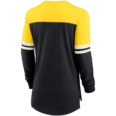 Women's Nike Black/Gold Pittsburgh Steelers Retro Script Performance Tri-Blend Long Sleeve T-Shirt