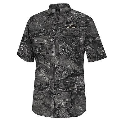 Men's Colosseum  Charcoal Purdue Boilermakers Realtree Aspect Charter Full-Button Fishing Shirt