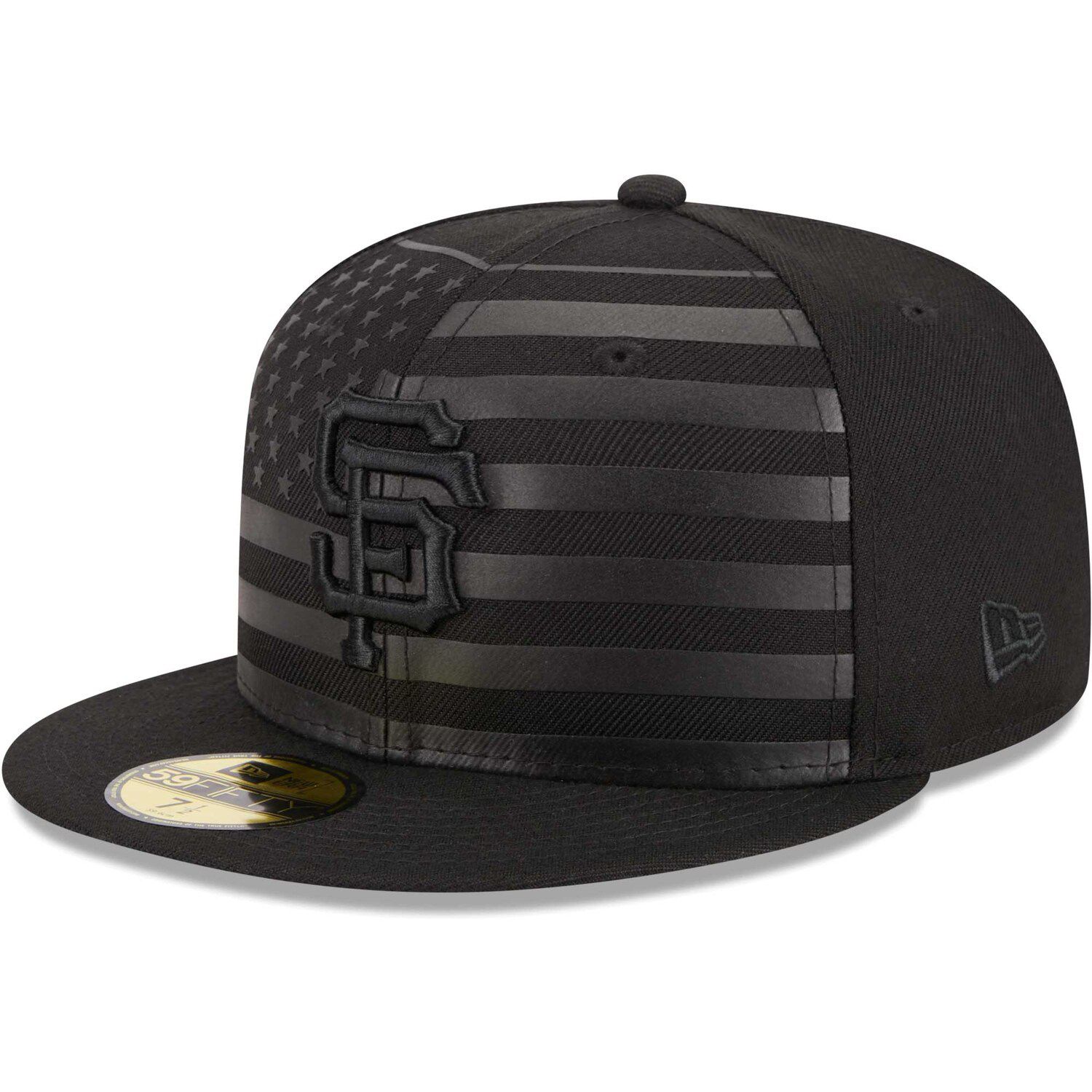 Men's New Era Black San Francisco Giants Tonal Flag 59FIFTY Fitted Hat