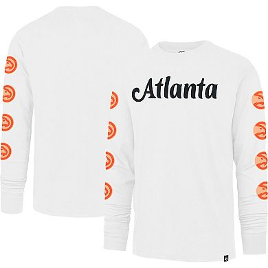 Men's '47 White Atlanta Hawks City Edition Downtown Franklin Long Sleeve T-Shirt
