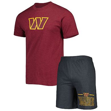 Men's Concepts Sport Burgundy/Charcoal Washington Commanders Meter T-Shirt & Shorts Sleep Set