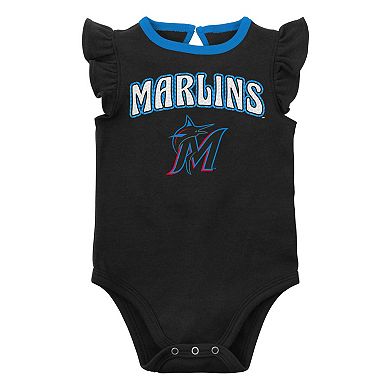 Newborn & Infant Black/Heather Gray Miami Marlins Little Fan Two-Pack Bodysuit Set