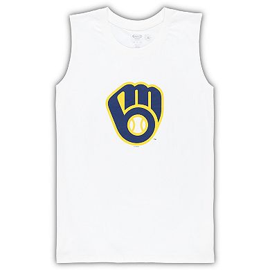 Women's Concepts Sport White/Navy Milwaukee Brewers Plus Size Tank Top & Shorts Sleep Set