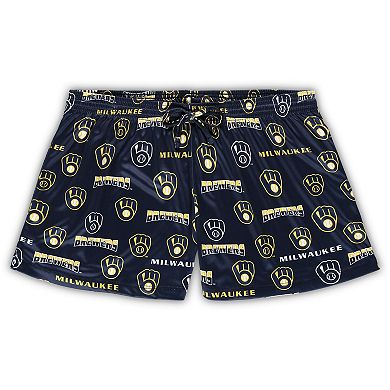 Women's Concepts Sport White/Navy Milwaukee Brewers Plus Size Tank Top & Shorts Sleep Set