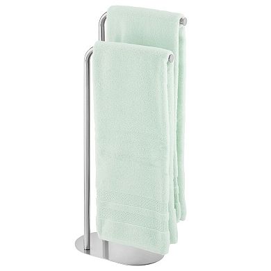 mDesign Tall MetalWood Bathroom Towel Storage Rack Holder