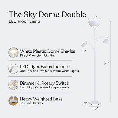 Brightech Sky Dome Double 72" Led Torchiere Floor Lamp With Adjustable Arms