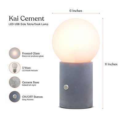 Brightech Kai 11" Dimmable Led Cement Modern Table Lamp