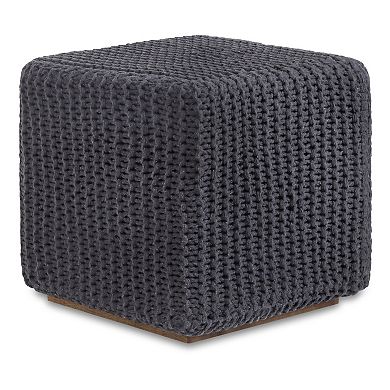 Joana Pouf Hand Knitted, Wooden Tray