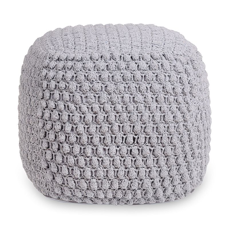 Nisi Round Knitted Outdoor/ Indoor Pouf, Pouf Ottomans