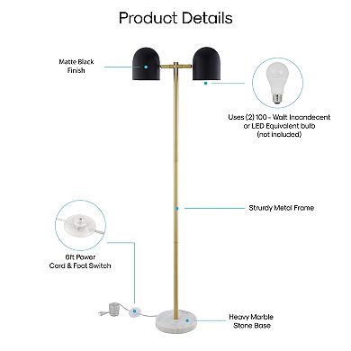 Nariyah Floor Lamp 6ft Power Cord, Foot Switch, 2 Lights