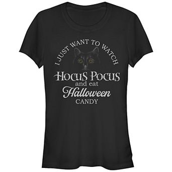 Disney's Hocus Pocus Juniors' I Just Want To Watch And Eat Candy Fitted Graphic Tee