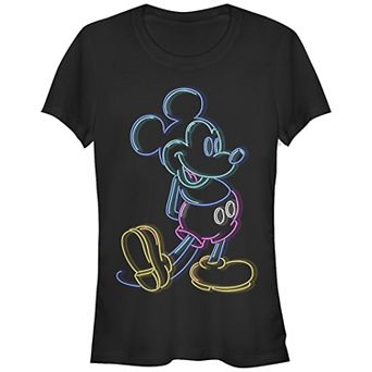 Disney's Mickey Mouse Juniors' Neon Outline Fitted Graphic Tee