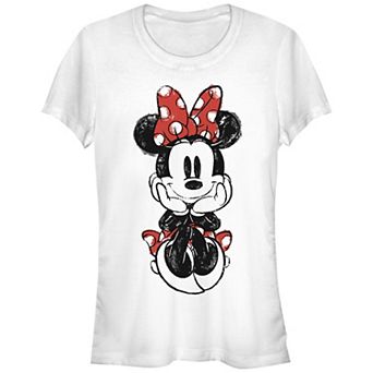 Disney's Mickey And Friends Minnie Mouse Juniors' Doodle Fitted Graphic Tee