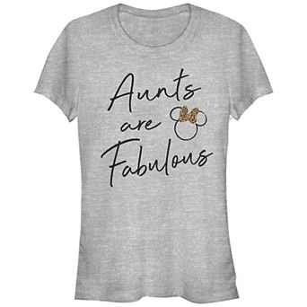 Disney's Minnie Mouse Juniors' Aunts Are Fabulous Cheetah Print Bow Fitted Graphic Tee