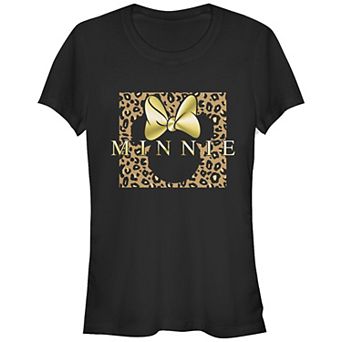 Disney's Mickey Classic Minnie Mouse Juniors' Leopard Spots Box Fitted Graphic Tee