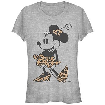 Disney's Minnie Mouse Juniors' Cheetah Print Outfit Fitted Graphic Tee
