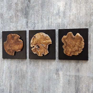 Kolini Teak Wood Wall Decor 3-Piece Set
