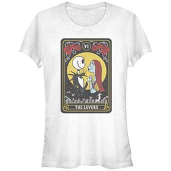 Disney's The Nightmare Before Christmas Juniors' Jack & Sally Card Fitted Graphic Tee