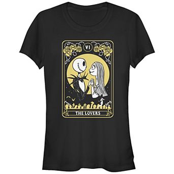 Disney's The Nightmare Before Christmas Juniors' Jack & Sally Card Fitted Graphic Tee