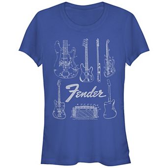 Juniors' Fender Guitars & Amp Logo Fitted Graphic Tee
