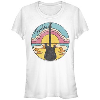 Juniors' Fender Groovy Sunset Logo Fitted Graphic Tee