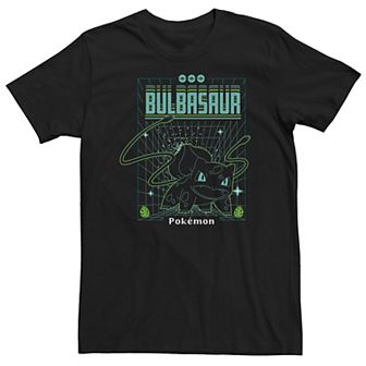 Big & Tall Pokemon Bulbasaur Blueprint Grid Graphic Tee