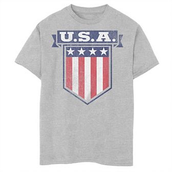 Boys 8-20 Trendy USA Stars & Stripes Banner Shield Graphic Tee