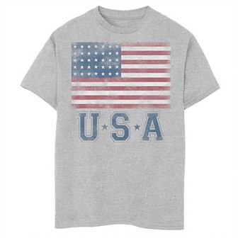 Boys 8-20 Classic Distressed Flag And USA Title Graphic Tee
