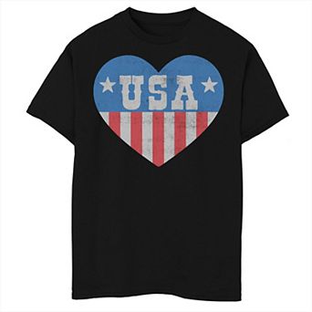 Boys 8-20 Americana Heart Red White and Blue USA Graphic Tee