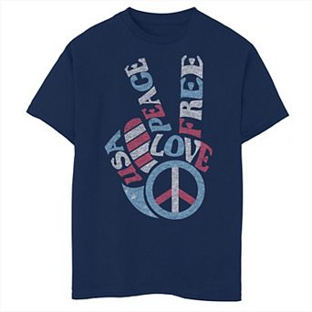 Boys 8-20 Americana USA Free Love Peace Sign Graphic Tee