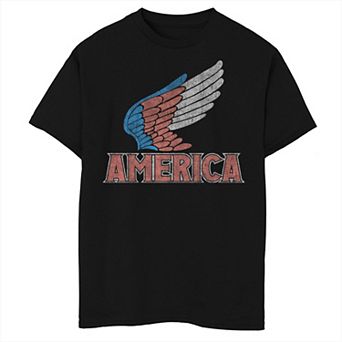 Boys 8-20 Americana Red White and Blue Wings America Graphic Tee