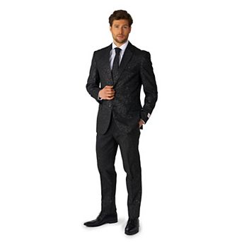 Men's OppoSuits Glitzy Glitter Black Sparkle Modern-Fit Suit & Tie Set