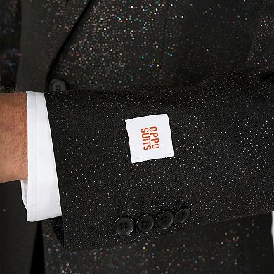Men's OppoSuits Glitzy Glitter Black Sparkle Modern-Fit Suit & Tie Set