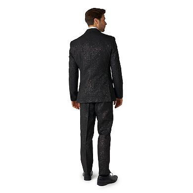 Men's OppoSuits Glitzy Glitter Black Sparkle Modern-Fit Suit & Tie Set