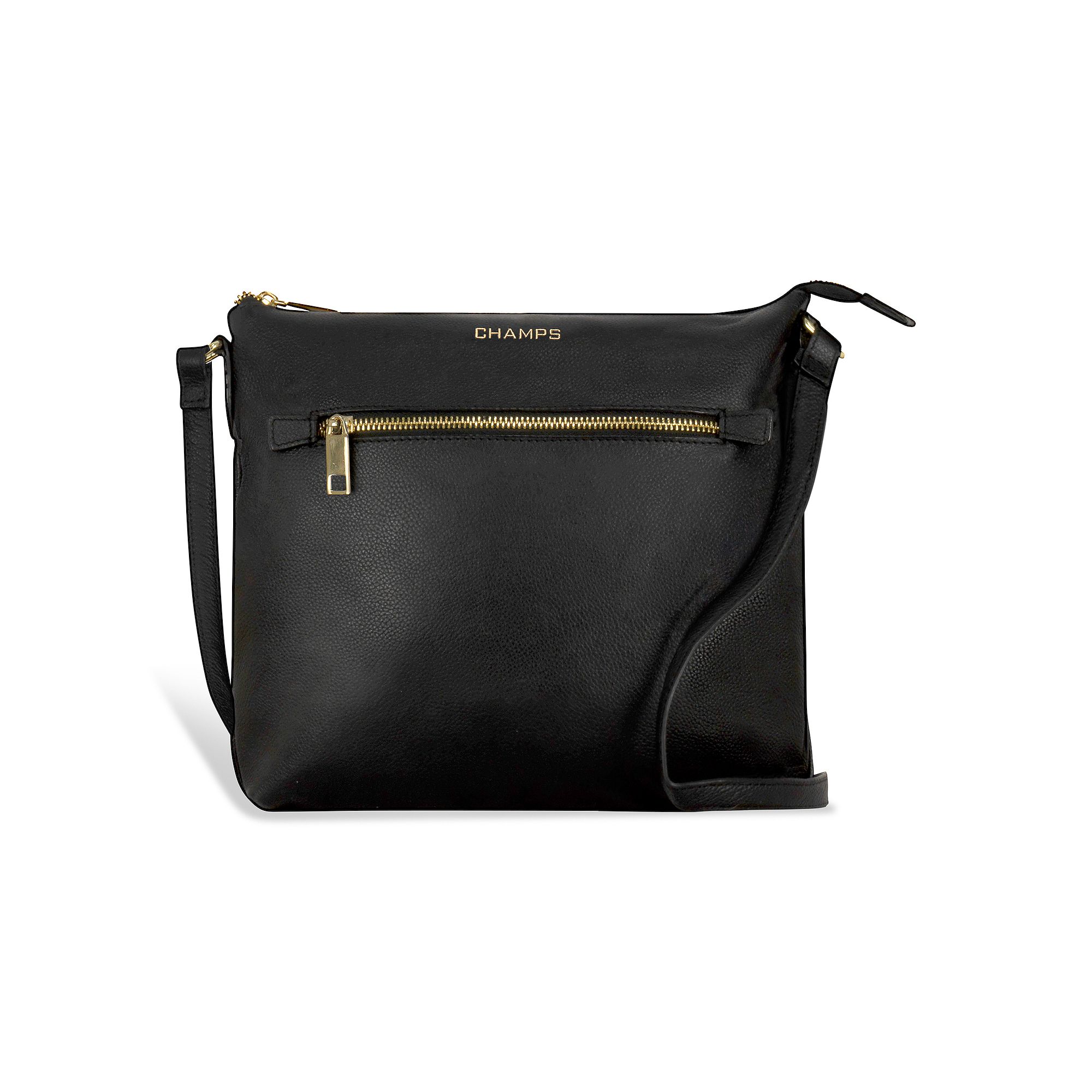 Champs Gala Collection Leather Crossbody Bag, Black