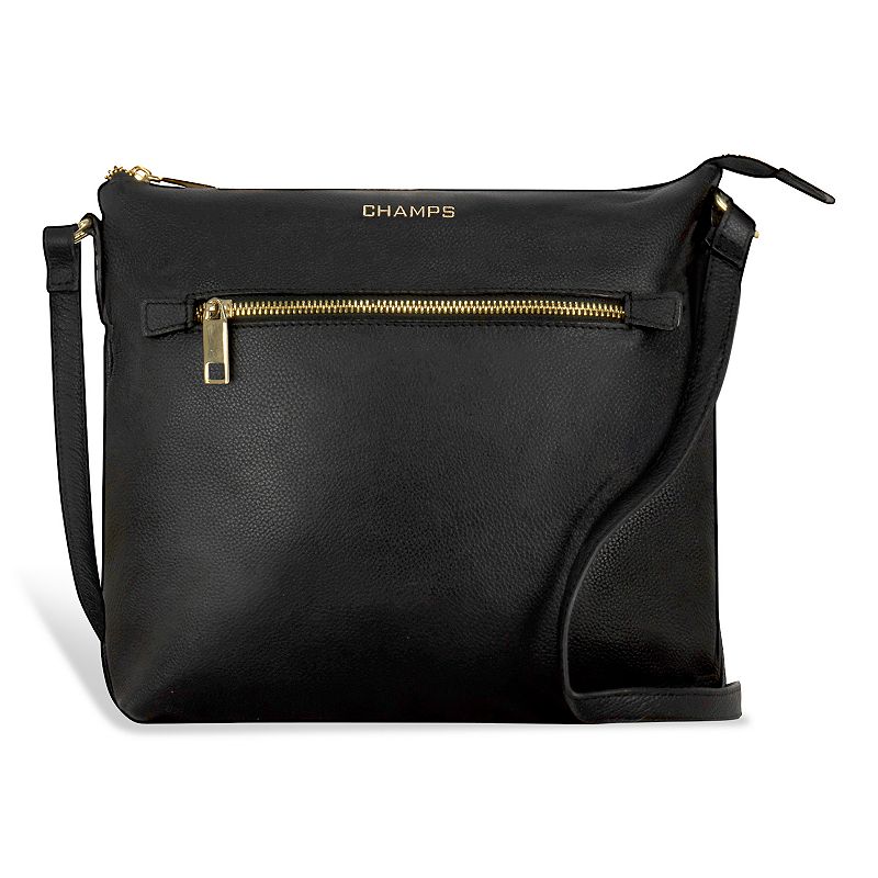 Champs Gala Collection Leather Crossbody Bag, Black