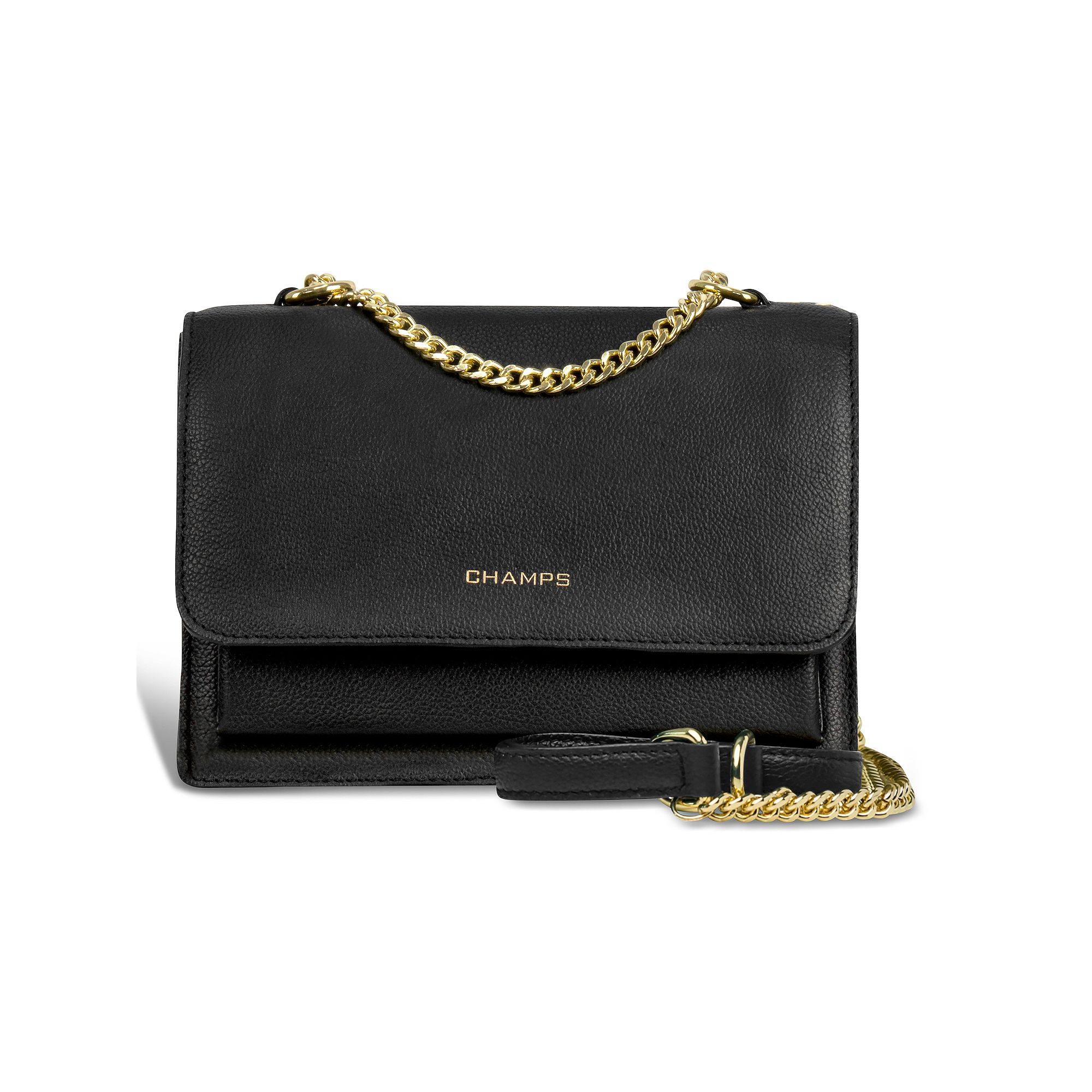 Champs Gala Collection Leather Crossbody Clutch, Black