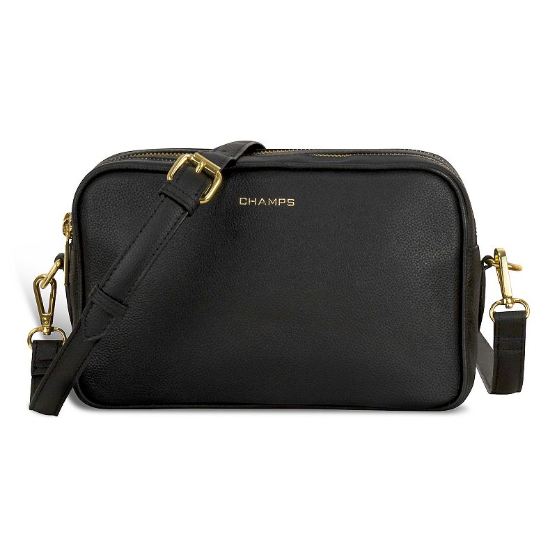 Champs Gala Collection Leather Double-Zip Shoulder Bag, Black