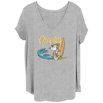 Juniors' Plus Size Chester Cheetos Cool Surfer V-Neck Graphic Tee