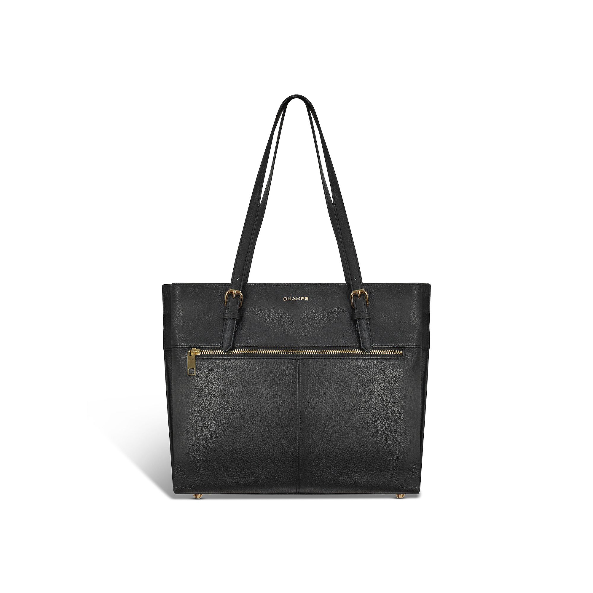Champs Gala Collection Leather Tote Bag, Black