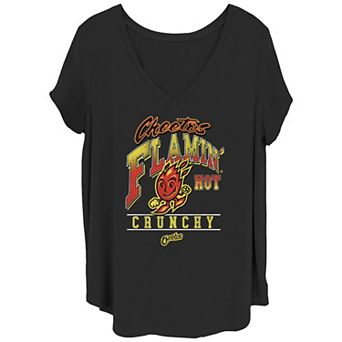 Juniors' Plus Size Cheetos Flamin' Hot Crunchy V-Neck Graphic Tee