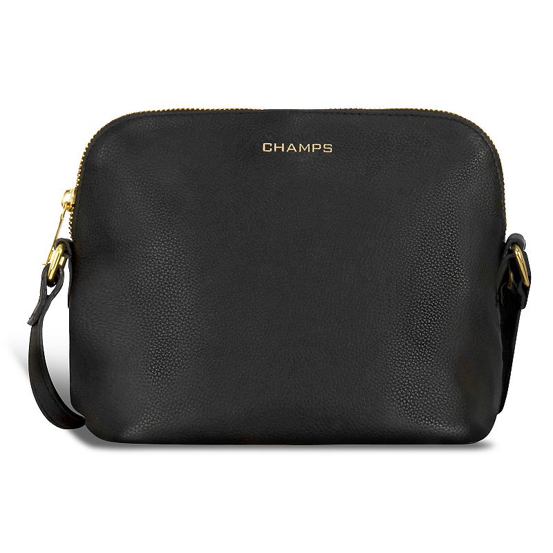 Champs Gala Collection Leather Top-Zip Shoulder Bag, Black