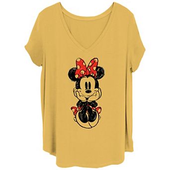 Disney's Mickey And Friends Juniors' Plus Size Minnie Mouse Doodle V-Neck Graphic Tee