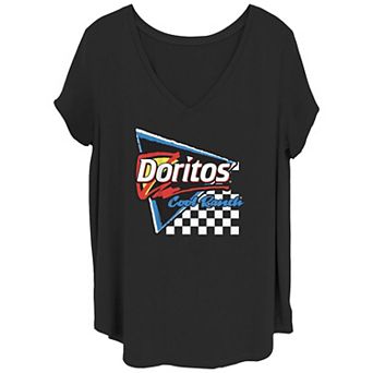 Juniors' Plus Size Doritos Cool Ranch Racing Flag Triangle V-Neck Graphic Tee